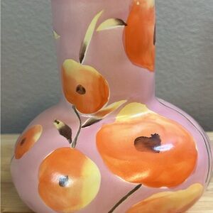 Anthropologie Pink and Orange Floral Vase